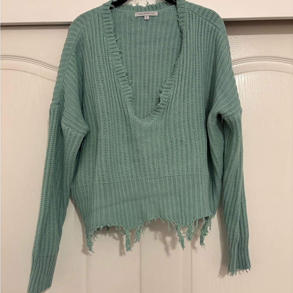 Mint Green V-Neck Sweater